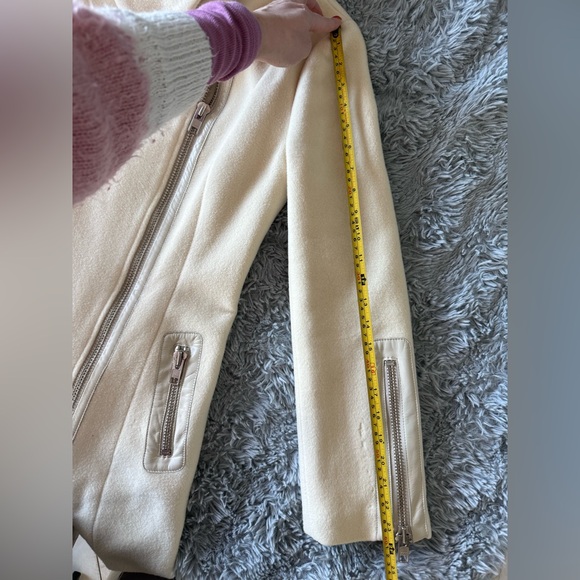 Mackage Nori Cream Wool Cashmere Long Coat with Leather Belt - Picture 5 of 16